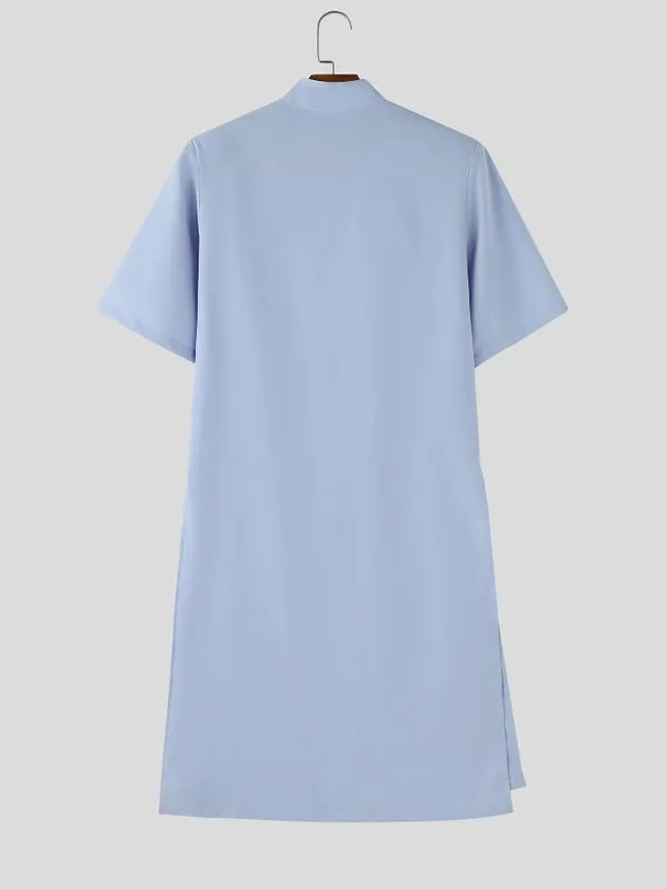 Men's Solid Color Button Placket Half Sleeve Shirt SKUL56318 sold by Incerunmen product image thumbnail 5