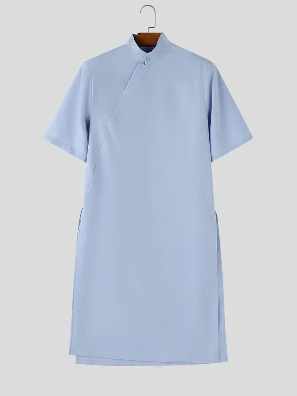 Men's Solid Color Button Placket Half Sleeve Shirt SKUL56318 sold by Incerunmen product image thumbnail 4