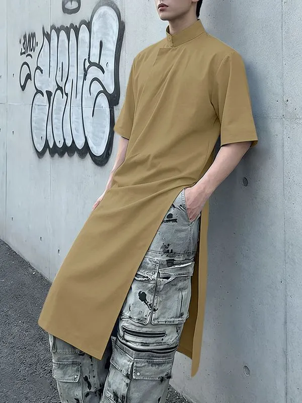 Men's Solid Color Button Placket Half Sleeve Shirt SKUL56318 sold by Incerunmen product image thumbnail 2