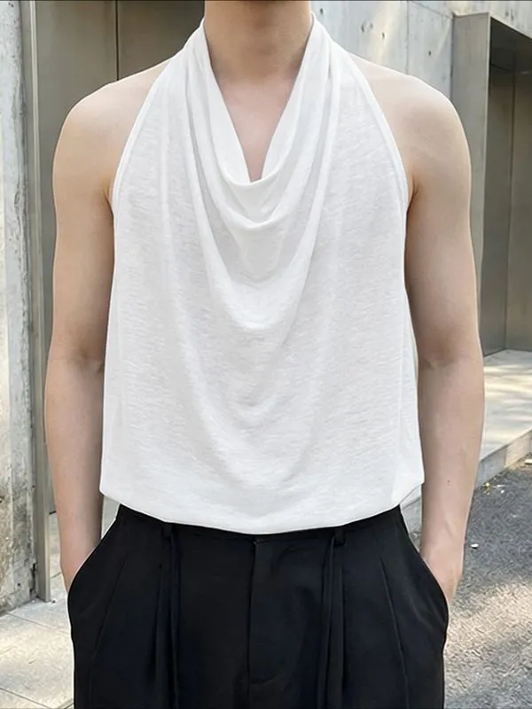 Men's Solid Color Draped Neck Tank SKUL55201 made by Incerunmen