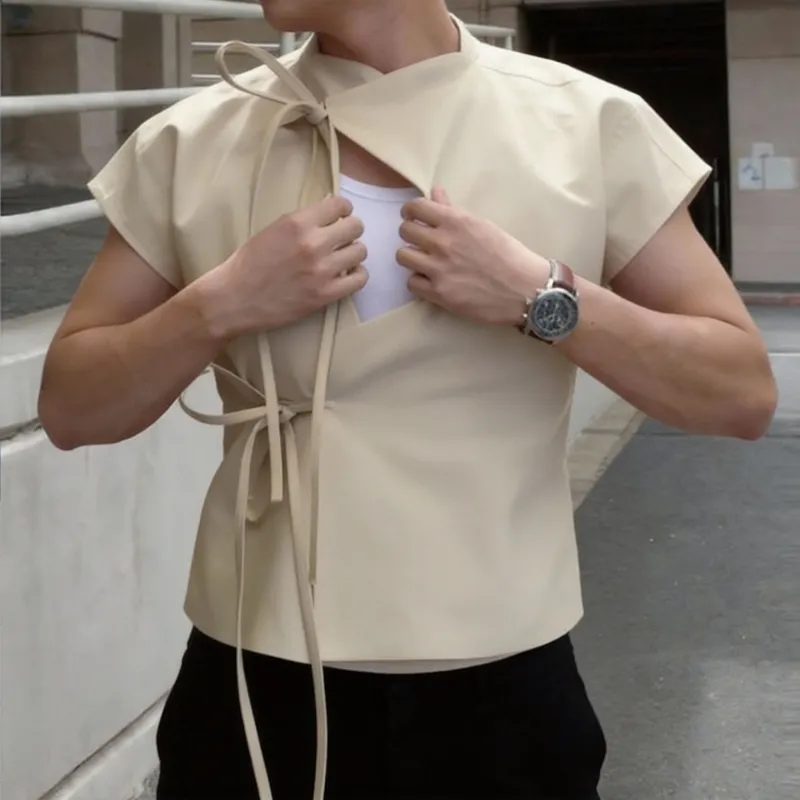 Men's Tie Hollow Short Sleeve T-shirt SKUL58915 made by Incerunmen