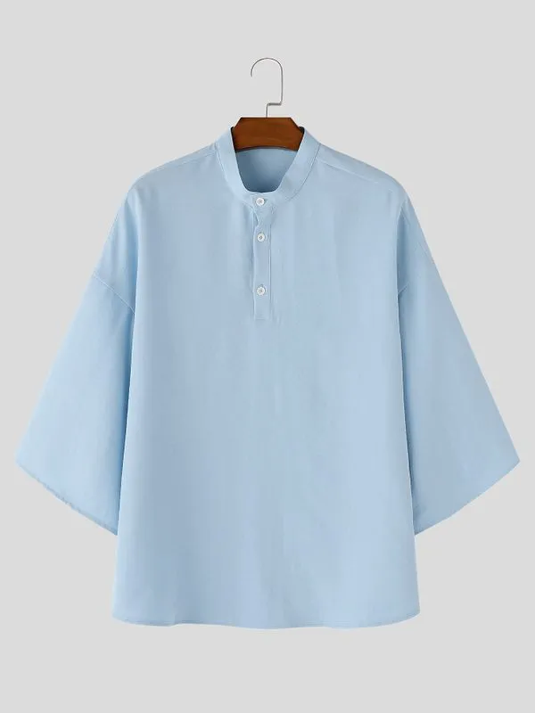 Men's Solid Color Batwing Sleeve Shirt SKUL59998 sold by Incerunmen product image thumbnail 4