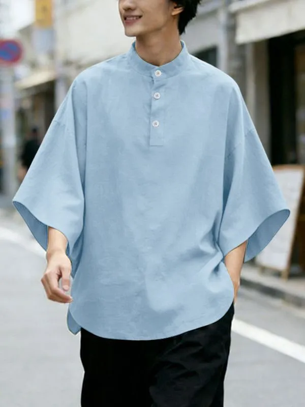 Men's Solid Color Batwing Sleeve Shirt SKUL59998 made by Incerunmen