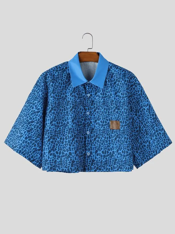 Men's Leopard Print Cropped Short Sleeve Shirt SKUL57156 sold by Incerunmen product image thumbnail 4