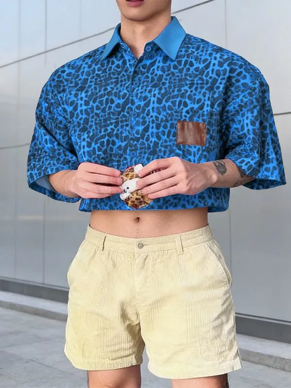 Men's Leopard Print Cropped Short Sleeve Shirt SKUL57156 sold by Incerunmen product image thumbnail 3
