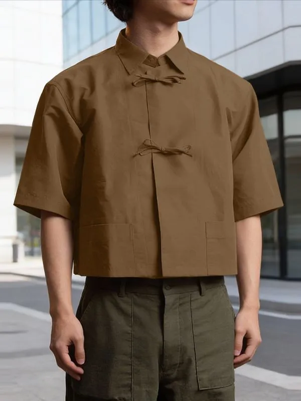 Men's Solid Color Bow Button Short Sleeve Shirt SKUL56279 sold by Incerunmen product image thumbnail 3