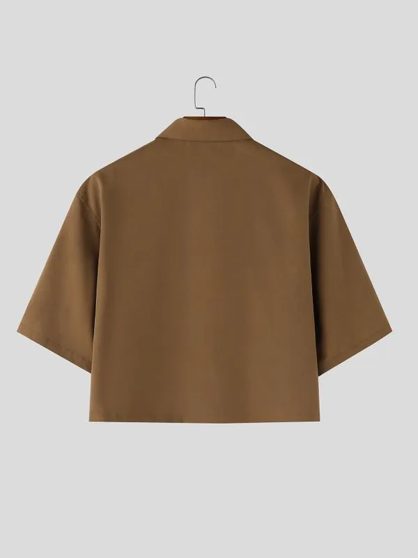 Men's Solid Color Bow Button Short Sleeve Shirt SKUL56279 sold by Incerunmen product image thumbnail 5