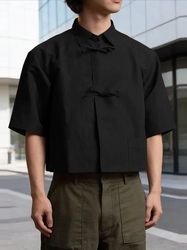 Men's Solid Color Bow Button Short Sleeve Shirt SKUL56279 sold by Incerunmen product image thumbnail 2