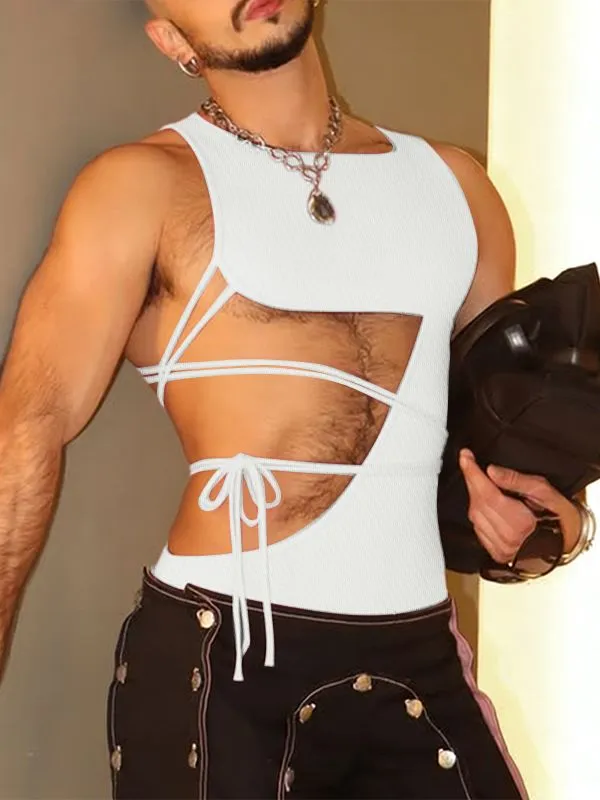 Men's Deconstructed Cut Out Tie Tank SKUL57166 sold by Incerunmen product image thumbnail 2