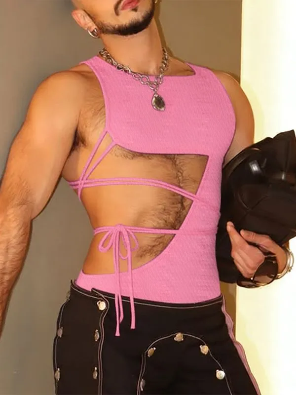 Men's Deconstructed Cut Out Tie Tank SKUL57166 sold by Incerunmen product image thumbnail 3