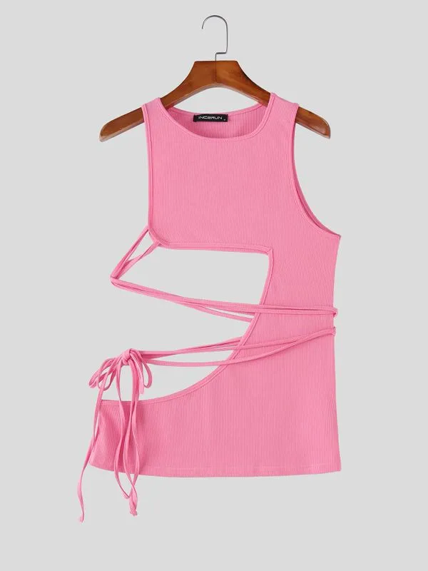 Men's Deconstructed Cut Out Tie Tank SKUL57166 sold by Incerunmen product image thumbnail 4