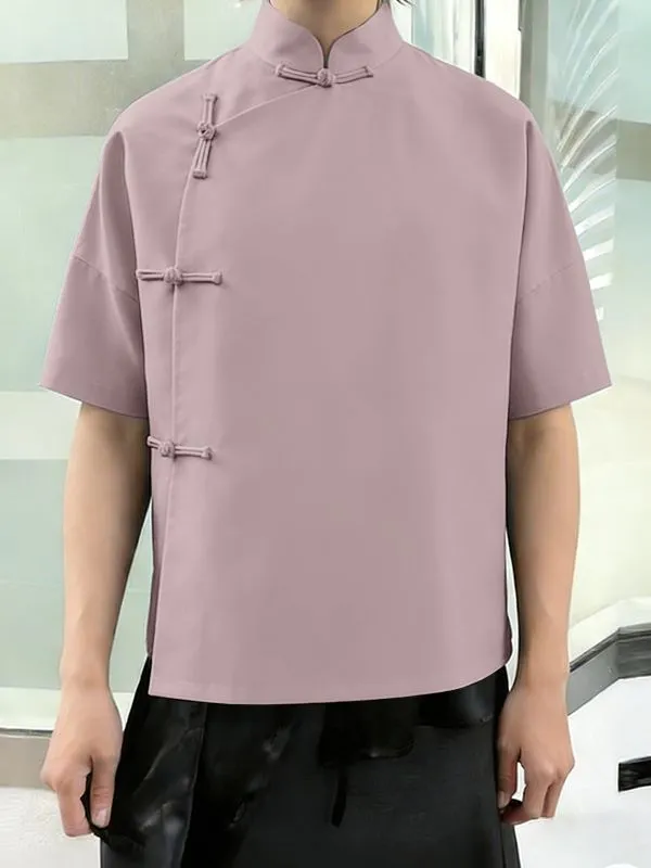 Men's Solid Color Frog Button Short Sleeve Shirt SKUL56252 sold by Incerunmen product image thumbnail 3