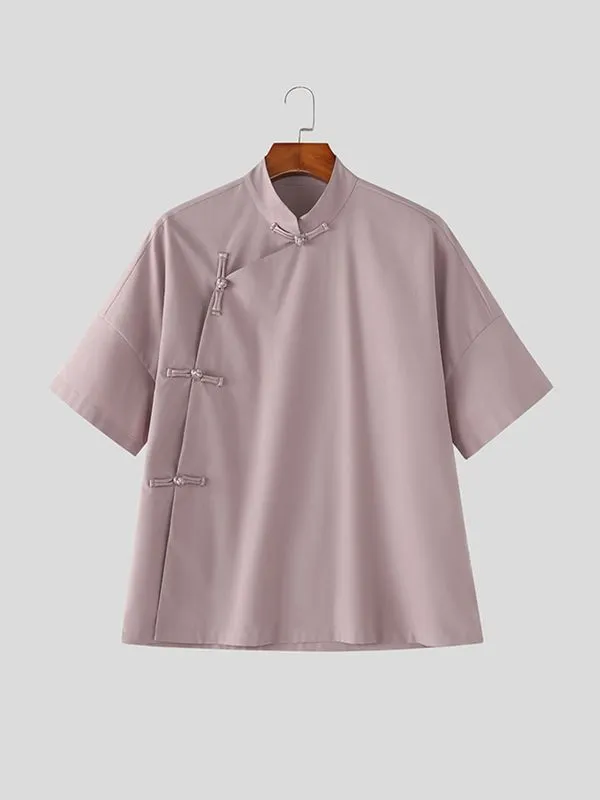 Men's Solid Color Frog Button Short Sleeve Shirt SKUL56252 sold by Incerunmen product image thumbnail 4