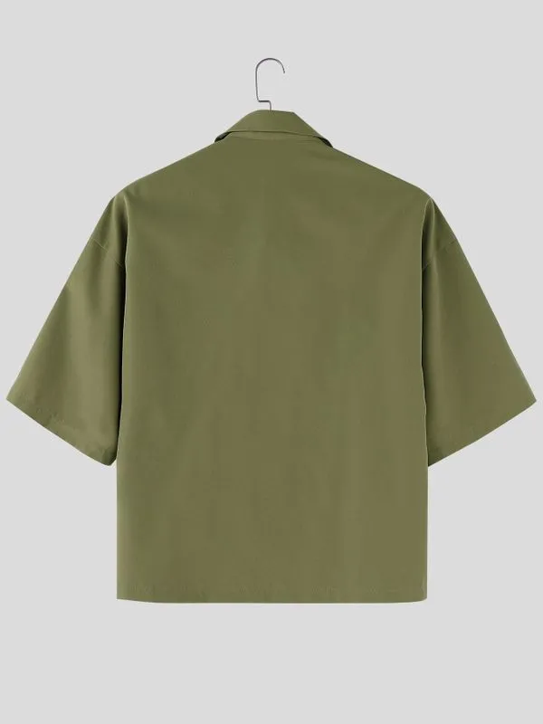 Men's Asymmetric Color Block Frog Button Loose Short Sleeve Shirt SKUL57095 sold by Incerunmen product image thumbnail 5