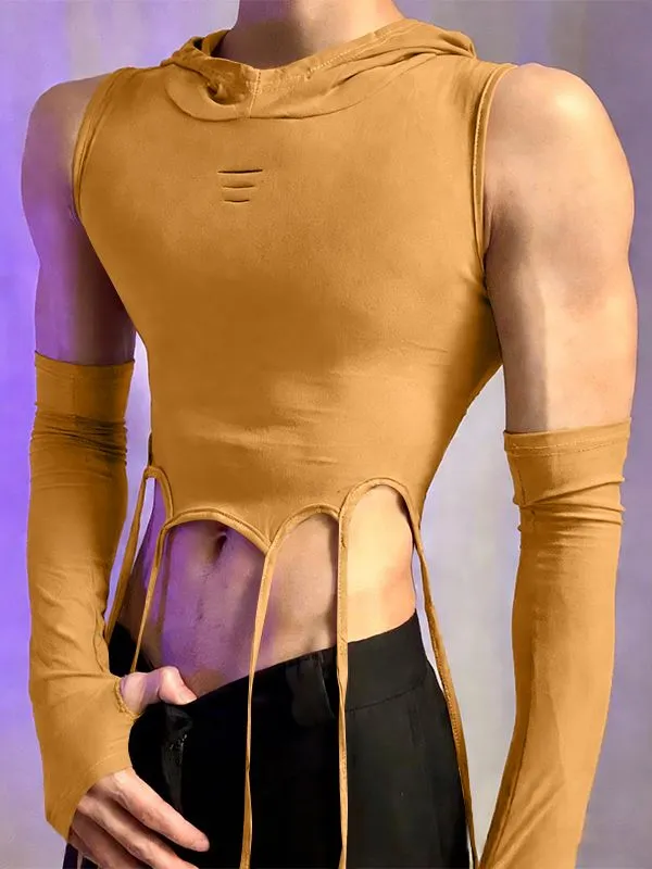 Men's Deconstructed Fringe Cropped Hooded Tank SKUL50507 sold by Incerunmen product image thumbnail 2