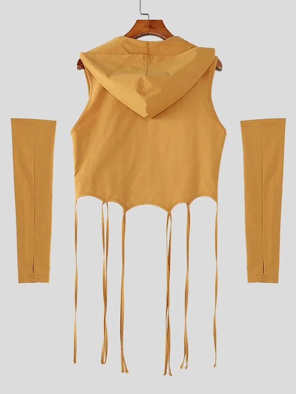 Men's Deconstructed Fringe Cropped Hooded Tank SKUL50507 sold by Incerunmen product image thumbnail 5