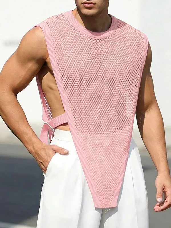 Men's Deconstructed Sheer Mesh Irregular Hem Waistcoat SKUL54030 sold by Incerunmen product image thumbnail 3