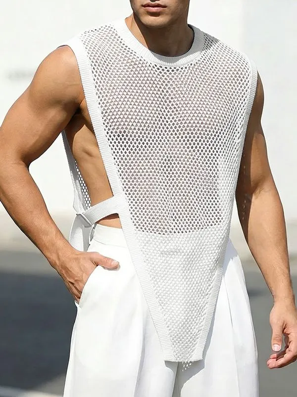 Men's Deconstructed Sheer Mesh Irregular Hem Waistcoat SKUL54030 sold by Incerunmen product image thumbnail 2