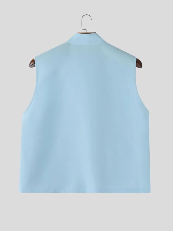 Men's Asymmetric Frog Button Stand Collar Tank SKUL59983 sold by Incerunmen product image thumbnail 5