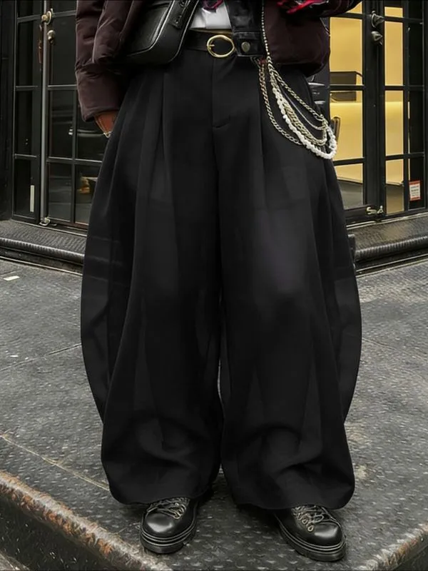 Men's Solid Color Semi Sheer Loose Pant SKUL53011 made by Incerunmen