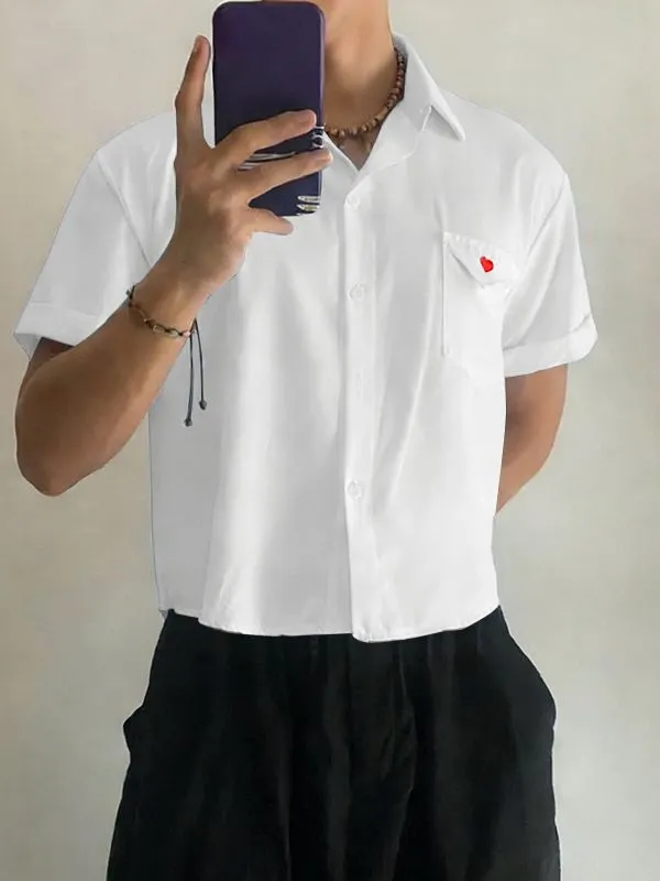 Men's Heart Embroidery Short Sleeve Shirt SKUL54730 sold by Incerunmen product image thumbnail 2