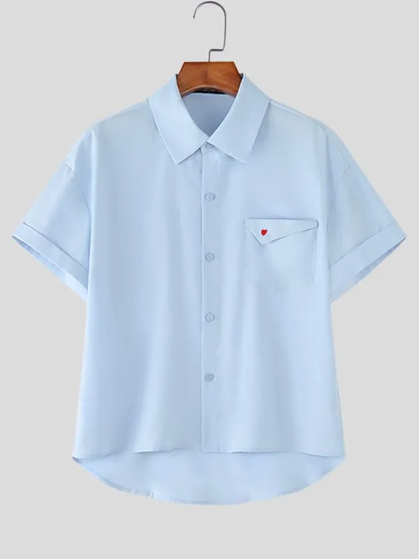 Men's Heart Embroidery Short Sleeve Shirt SKUL54730 sold by Incerunmen product image thumbnail 4
