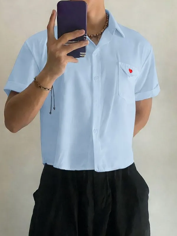 Men's Heart Embroidery Short Sleeve Shirt SKUL54730 sold by Incerunmen product image thumbnail 3