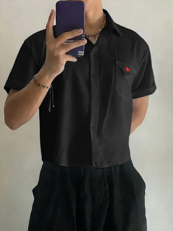 Men's Heart Embroidery Short Sleeve Shirt SKUL54730 sold by Incerunmen