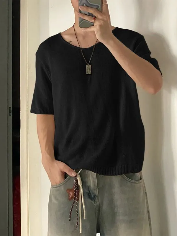 Men's Solid Color Textured Semi Sheer Short Sleeve T-shirt SKUL54745 sold by Incerunmen product image thumbnail 2