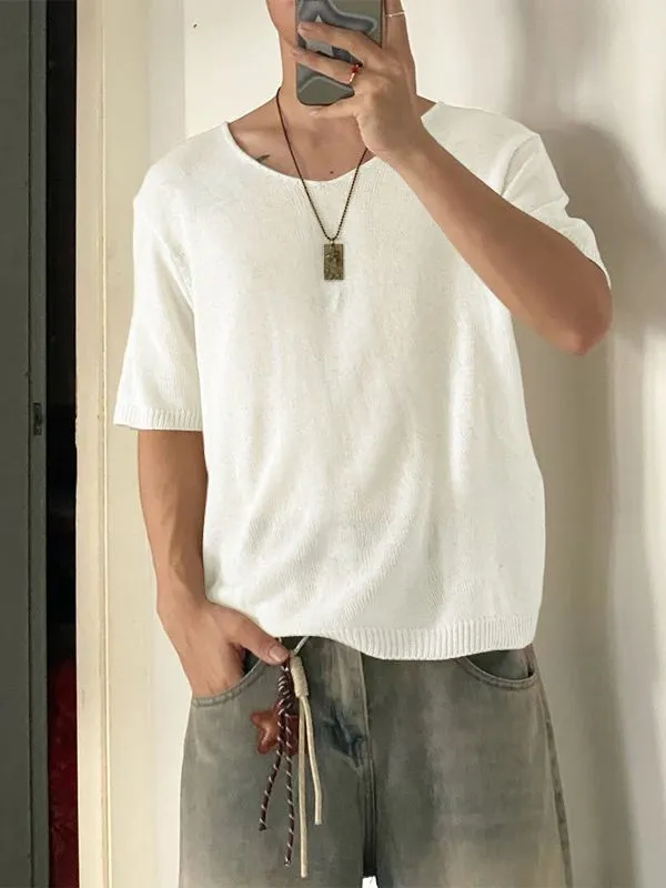 Men's Solid Color Textured Semi Sheer Short Sleeve T-shirt SKUL54745 sold by Incerunmen