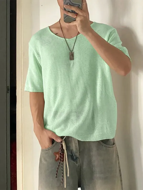 Men's Solid Color Textured Semi Sheer Short Sleeve T-shirt SKUL54745 sold by Incerunmen product image thumbnail 3