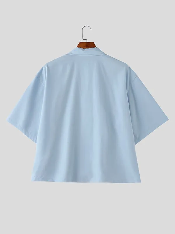 Men's Asymmetric Frog Button Short Sleeve Shirt SKUL57087 sold by Incerunmen product image thumbnail 5