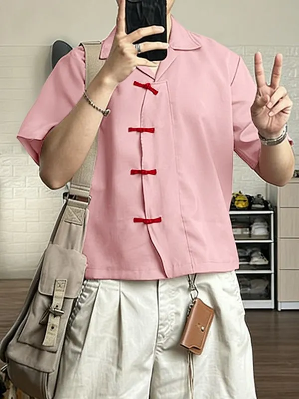 Men's Asymmetric Frog Button Short Sleeve Shirt SKUL57087 sold by Incerunmen product image thumbnail 3