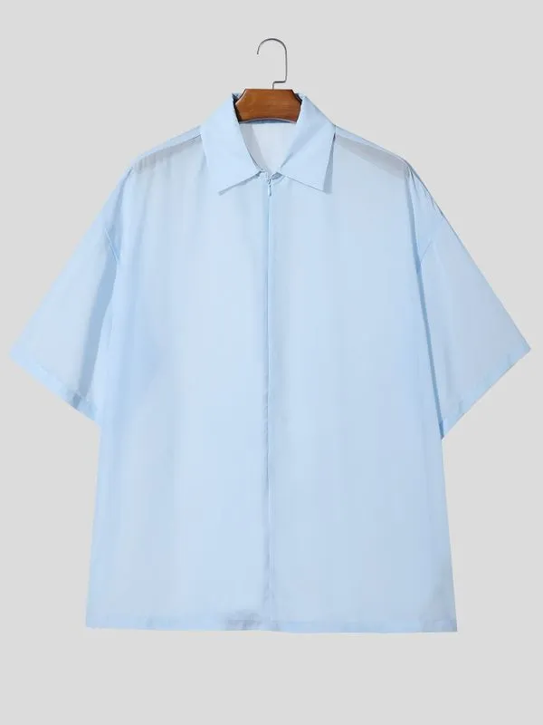 Men's Solid Color Semi Sheer Half Sleeve Shirt SKUL53040 sold by Incerunmen product image thumbnail 4