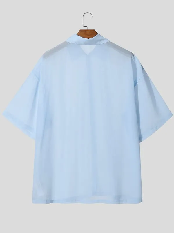 Men's Solid Color Semi Sheer Half Sleeve Shirt SKUL53040 sold by Incerunmen product image thumbnail 5