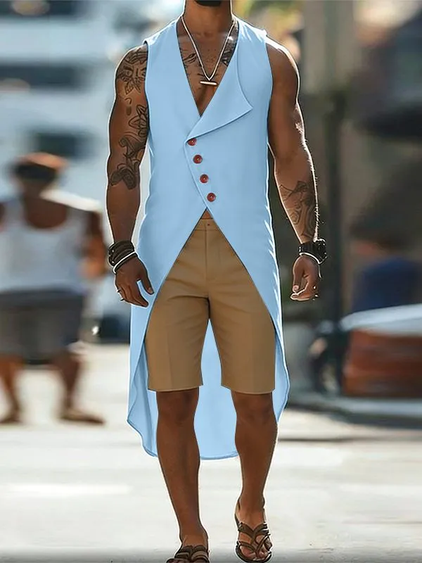 Men's Solid Color Asymmetric Button Tank SKUL58516 sold by Incerunmen product image thumbnail 3