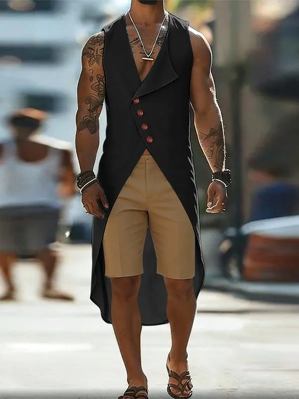 Men's Solid Color Asymmetric Button Tank SKUL58516 sold by Incerunmen product image thumbnail 2