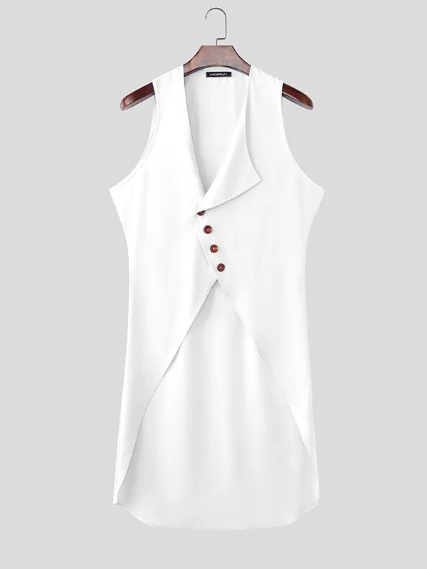 Men's Solid Color Asymmetric Button Tank SKUL58516 sold by Incerunmen product image thumbnail 4