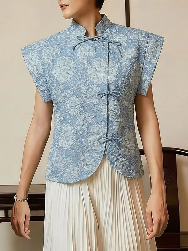 Men's New Chinese Style Floral Jacquard Mandarin Collar Shirt SKUL59790 made by Incerunmen