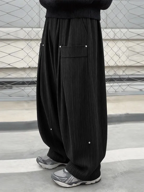 Men's Solid Color Textured Wide Leg Casual Pant SKUL56225 sold by Incerunmen product image thumbnail 3