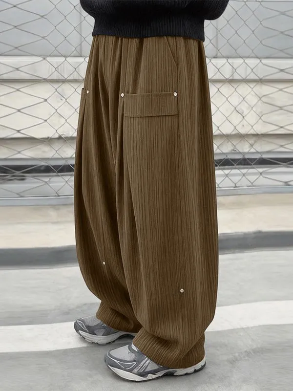 Men's Solid Color Textured Wide Leg Casual Pant SKUL56225 made by Incerunmen