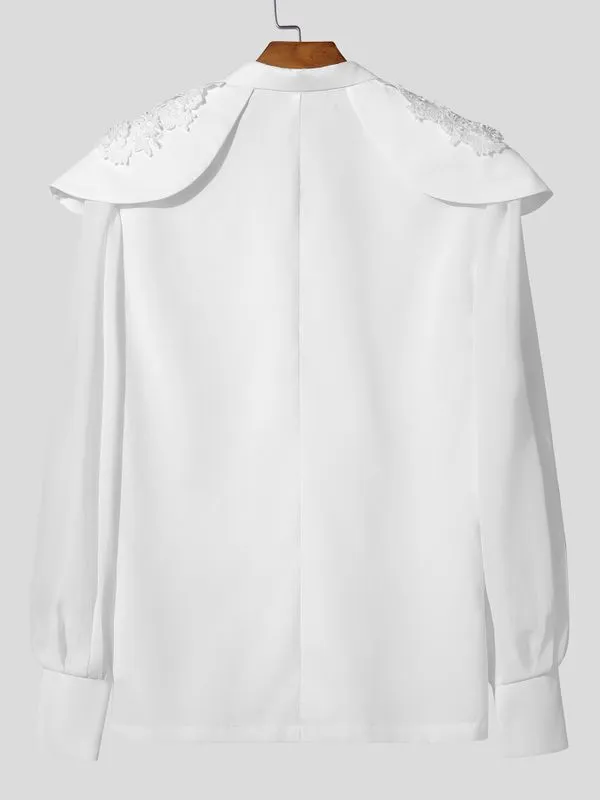 Men's Lace Shoulder Appliques Sheer Lantern Sleeves Blazer SKUL56348 sold by Incerunmen product image thumbnail 4