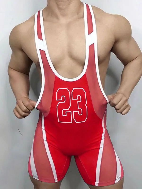 Men's Number Print Sheer Bodysuit SKUL53026 sold by Incerunmen product image thumbnail 2