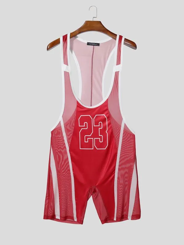 Men's Number Print Sheer Bodysuit SKUL53026 sold by Incerunmen product image thumbnail 4