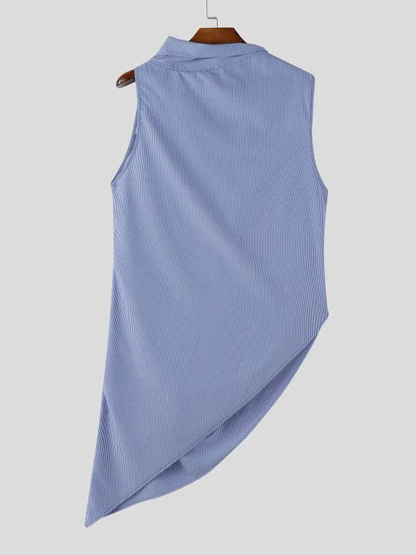 Men's Avant-Garde Asymmetrical Cowl Neck Draped Textured Longline Tank SKUL60004 sold by Incerunmen product image thumbnail 5