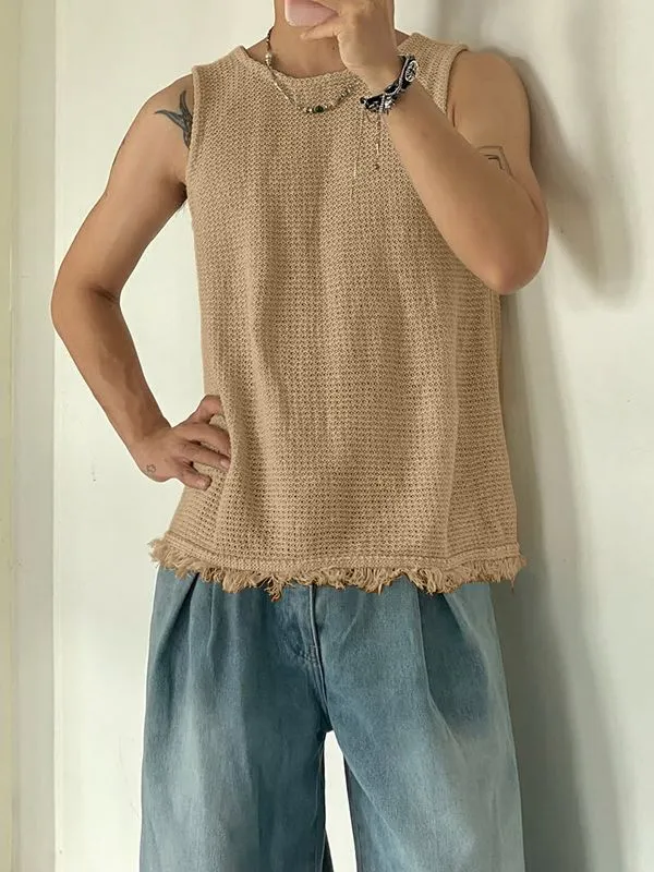 Men's Avant-Garde Split Back Textured Tank SKUL54717 sold by Incerunmen