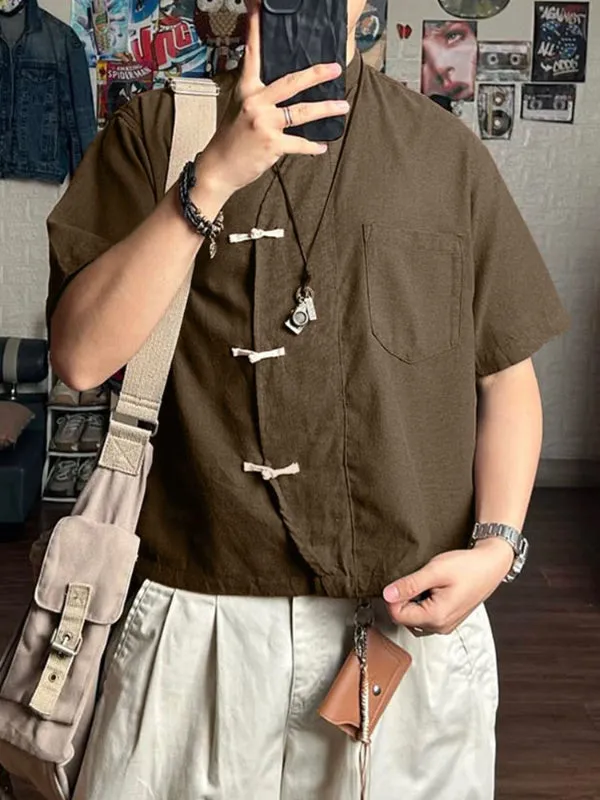 Men's Asymmetric Chinese Knot Short Sleeve Shirt SKUL50139 sold by Incerunmen product image thumbnail 3
