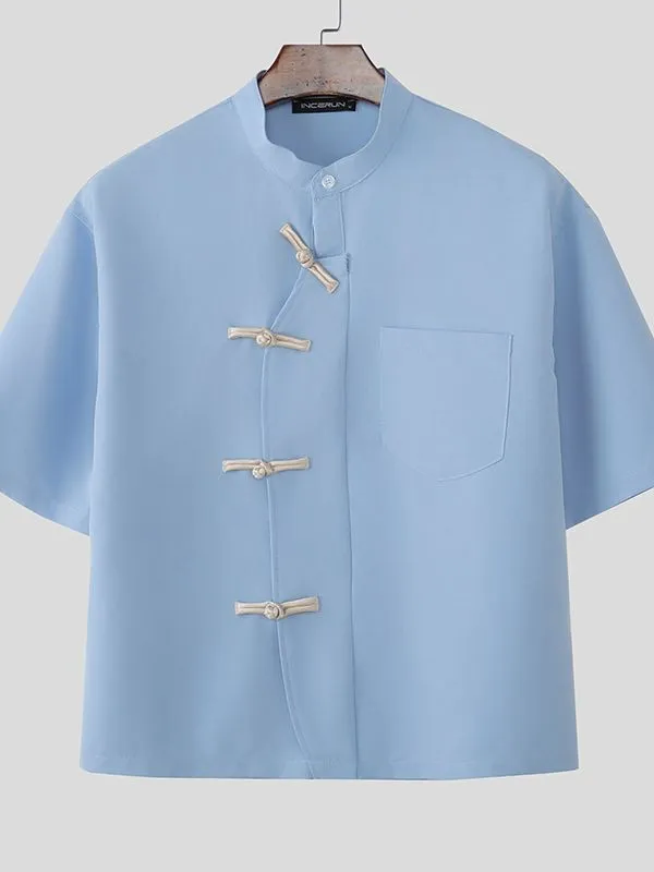 Men's Asymmetric Chinese Knot Short Sleeve Shirt SKUL50139 sold by Incerunmen product image thumbnail 4