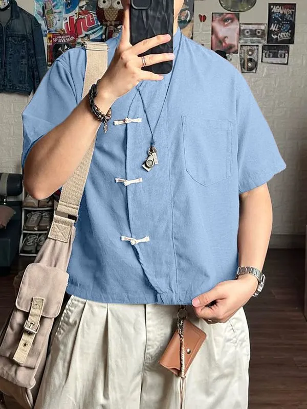 Men's Asymmetric Chinese Knot Short Sleeve Shirt SKUL50139 sold by Incerunmen product image thumbnail 2