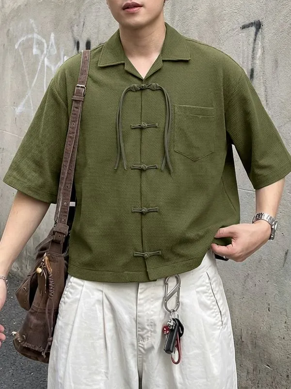 Men's Chinese Style Textured Frog Button Half Sleeve Shirt SKUL55386 sold by Incerunmen product image thumbnail 2
